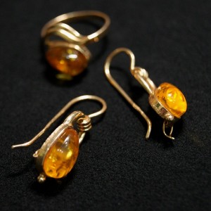 Vintage golden set with amber